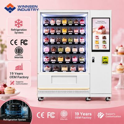 คุณภาพ Winnsen Cake Vending Machine Cold Rolled Steel Cabinet Cashless Card QR Code Payment โรงงาน