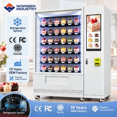 คุณภาพ Winnsen Smart Elevator Cake Vending Machine No Drop Delivery Refrigerated Glass Display Cabinet โรงงาน