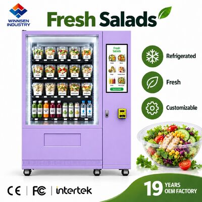 คุณภาพ Winnsen Automatic Salad Vending Machine with Transparent Glass Display LED Shelves โรงงาน