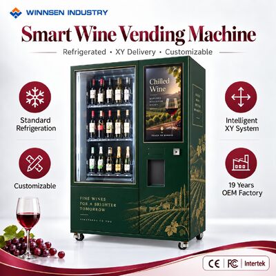 คุณภาพ Winnsen Glass Front Display Wine Vending Machine with LED Lighted Shelves Refrigerated Cabinet โรงงาน